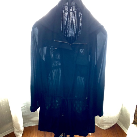 Black Sheer Hoodie Jacket - Picture 1 of 2